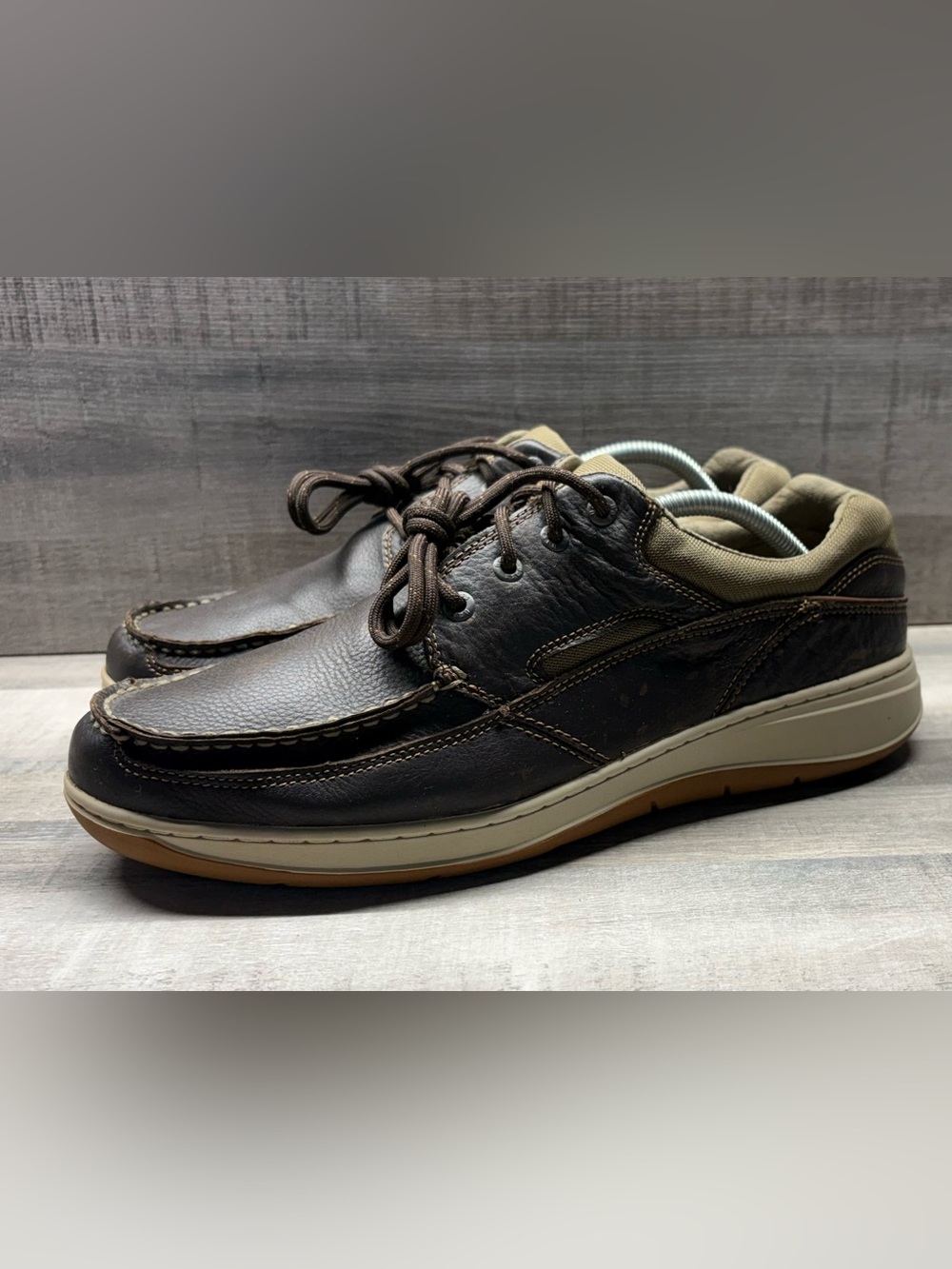 G.H. Bass & Co Bass-Fred Men’s 12M Brown Leather Moc Toe Boat Shoes Casual